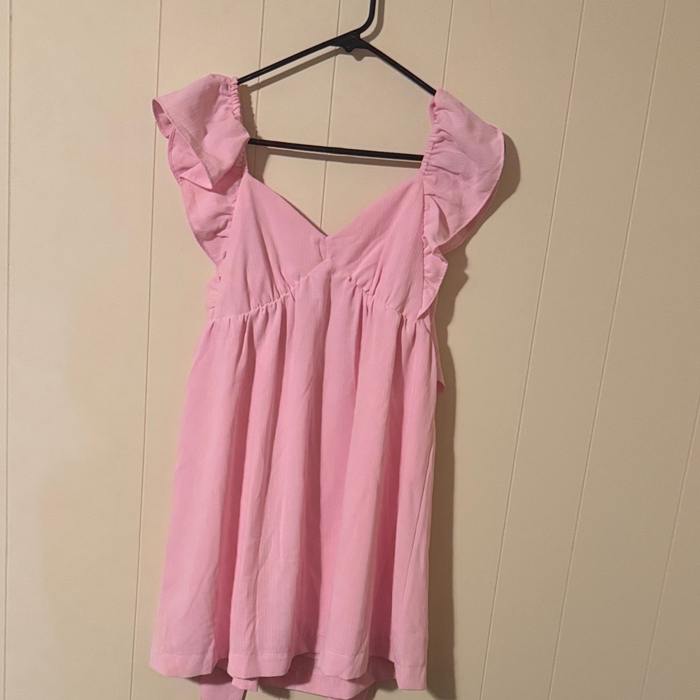 Pink Ruffle Sleeve babydoll Dress